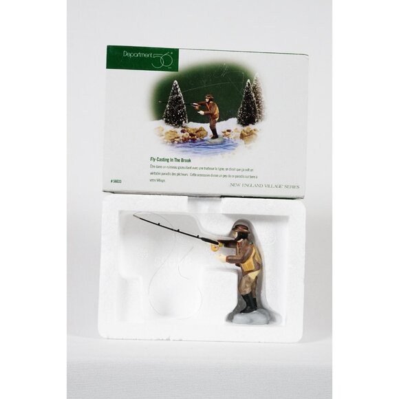 Department 56 New England Village Series Fly-casting in the Brook #56633 Org Box - Picture 6 of 7